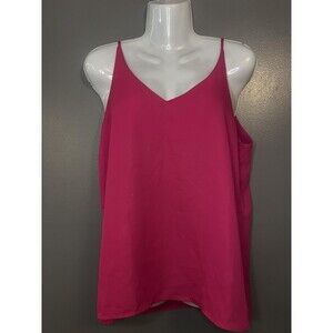 Shinestar Tank Top Womens Medium Hot Pink V Neck Cami Sleeveless HT4030S Blouse
